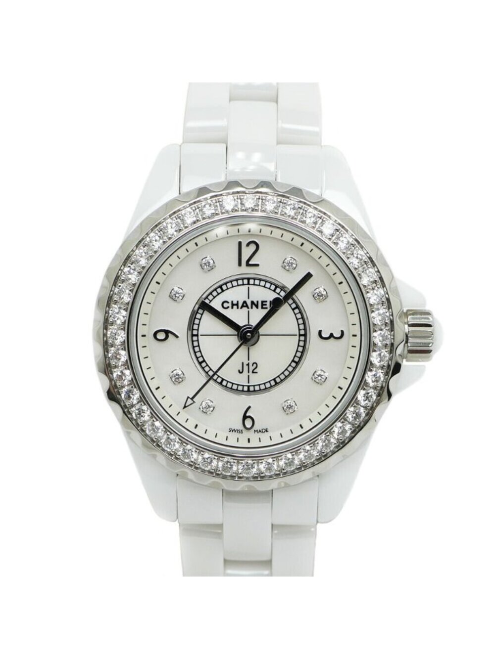 Chanel 29 White Diamond Bezel Ceramic Quartz Watch